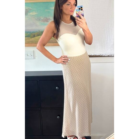 Vintage Express Size 9/10 Tan Chiffon Maxi Skirt - Picture 1 of 7